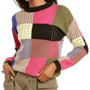 Nicole Miller Patchwork Crew Neck Sweater